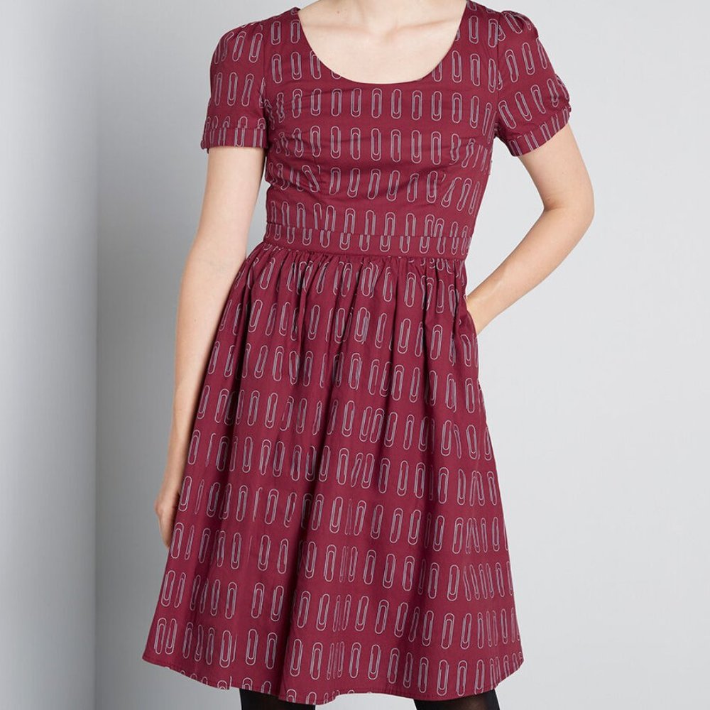 Modcloth Paper Clip What's the Scoop A-Line Dress